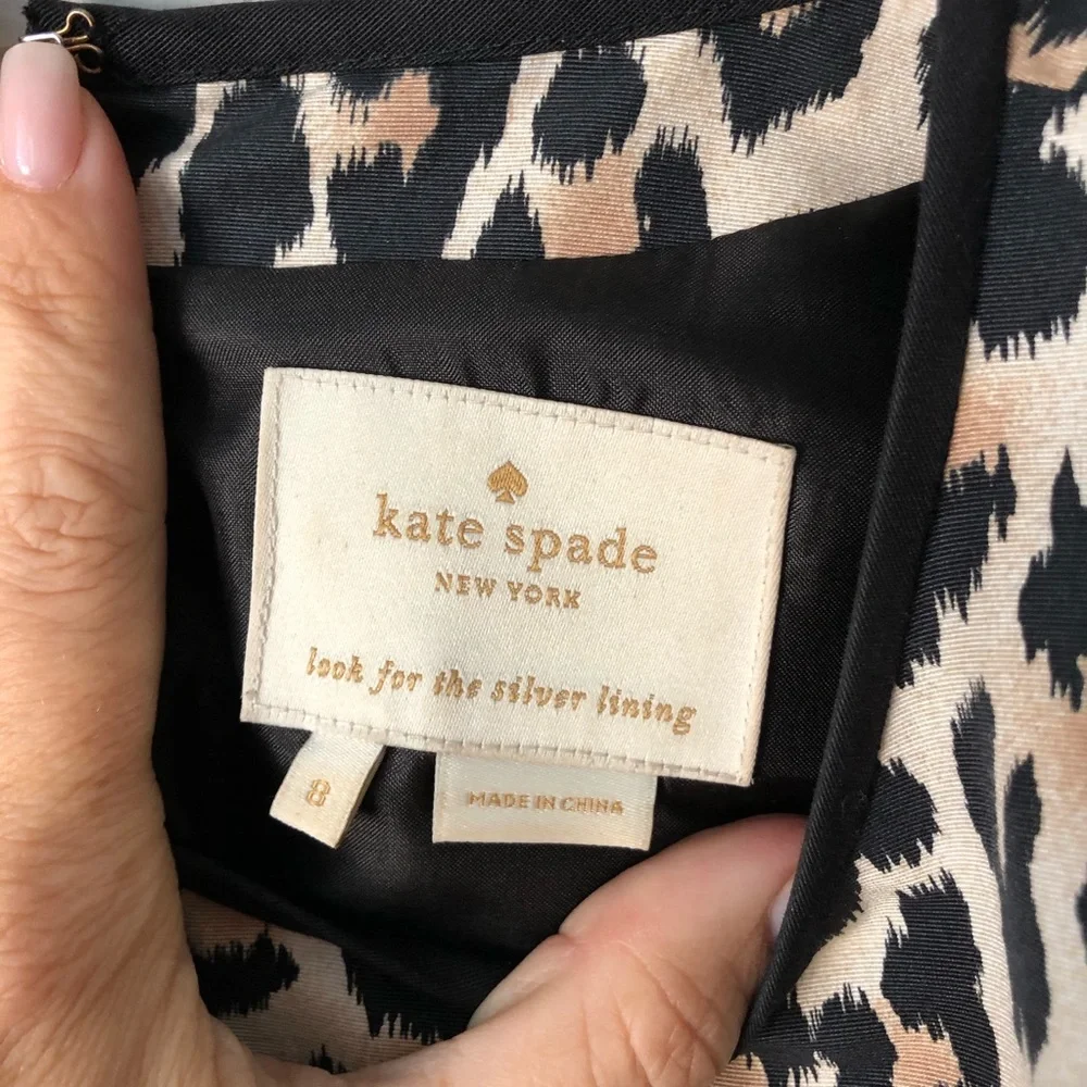 kate spade Leopard Print Sleeveless Midi Dress in Black and Tan